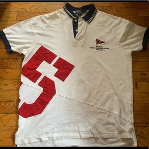 White & Red Rugby Polo By Ralph Lauren